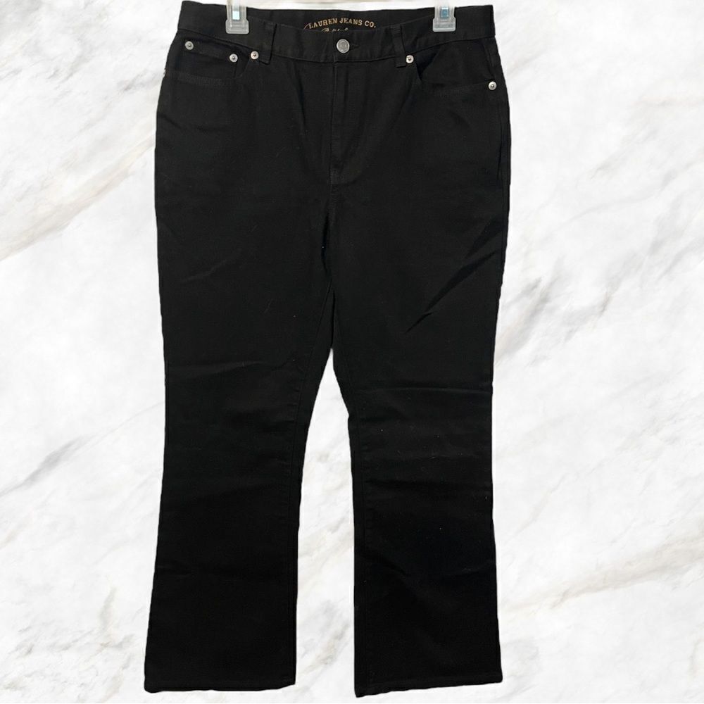 Ralph Lauren Black Boot Cut Denim Jeans Size 10 Petite - Picture 2 of 8